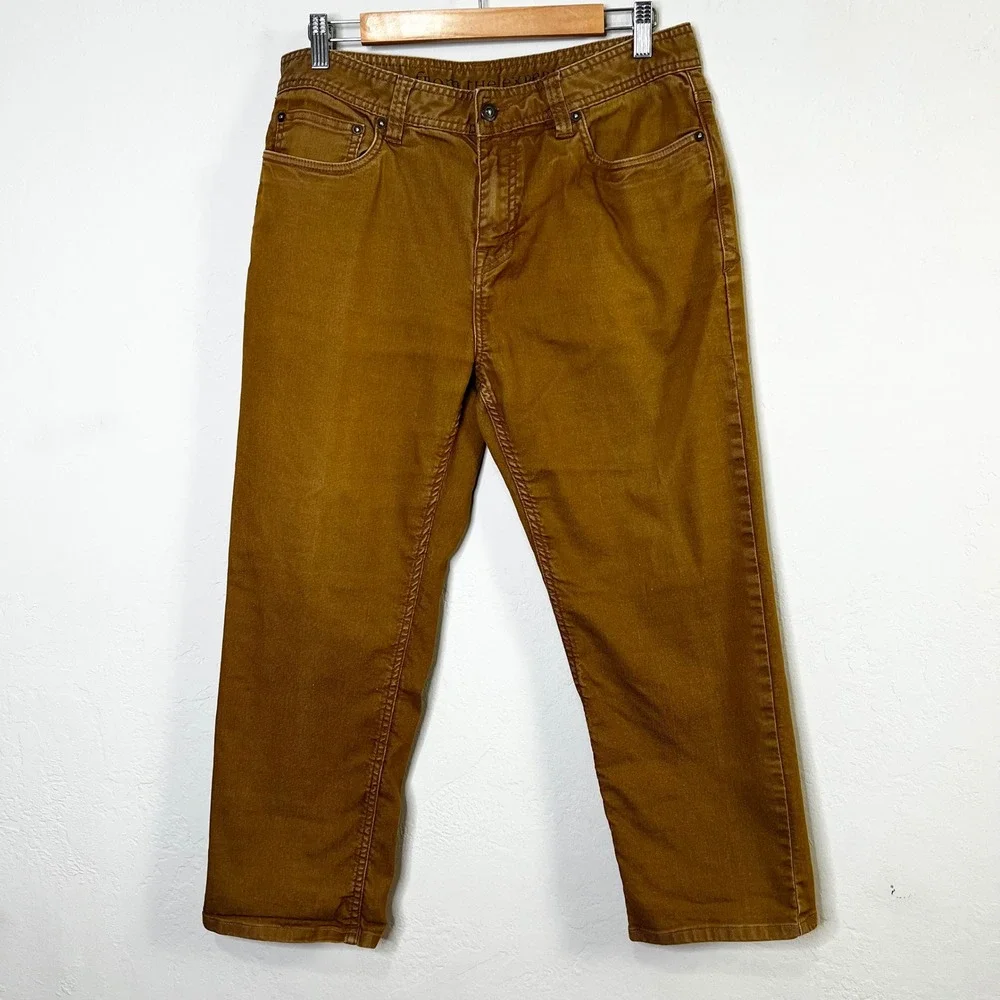 Prana Bridger Jean Men's Size 34 Brown Slim Fit‎ Organic Cotton HEMMED TO 24